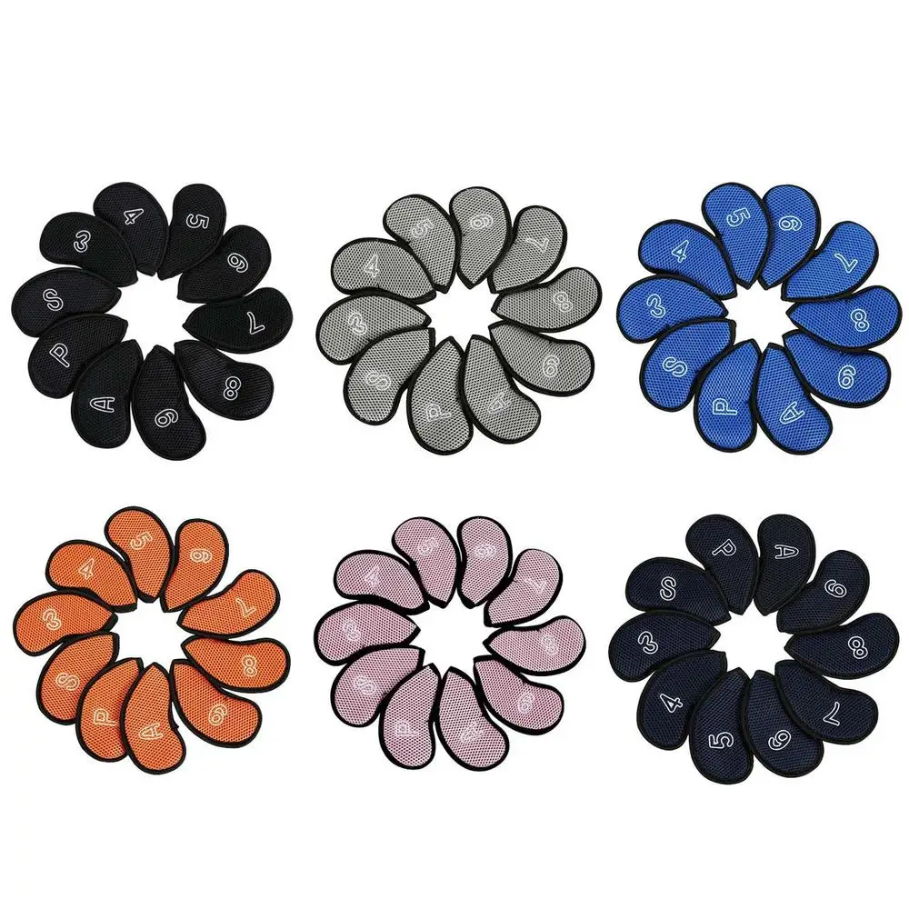 10pcs Golf Head Covers Golf Iron Headcover 3 4 5 6 7 8 9 S A P Golf Putter Club Headcovers Protector Golf Accessories Supplies