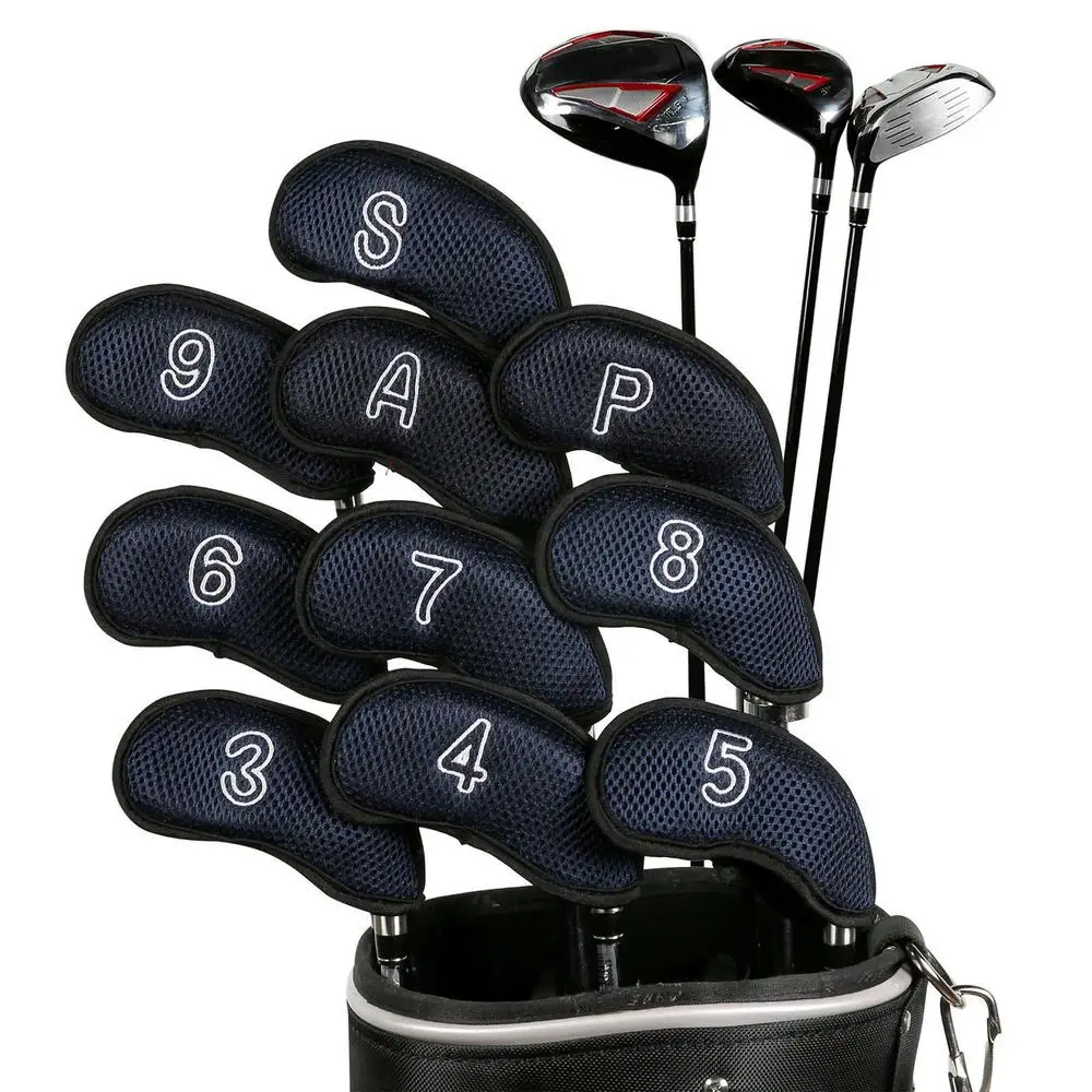 10pcs Golf Head Covers Golf Iron Headcover 3 4 5 6 7 8 9 S A P Golf Putter Club Headcovers Protector Golf Accessories Supplies