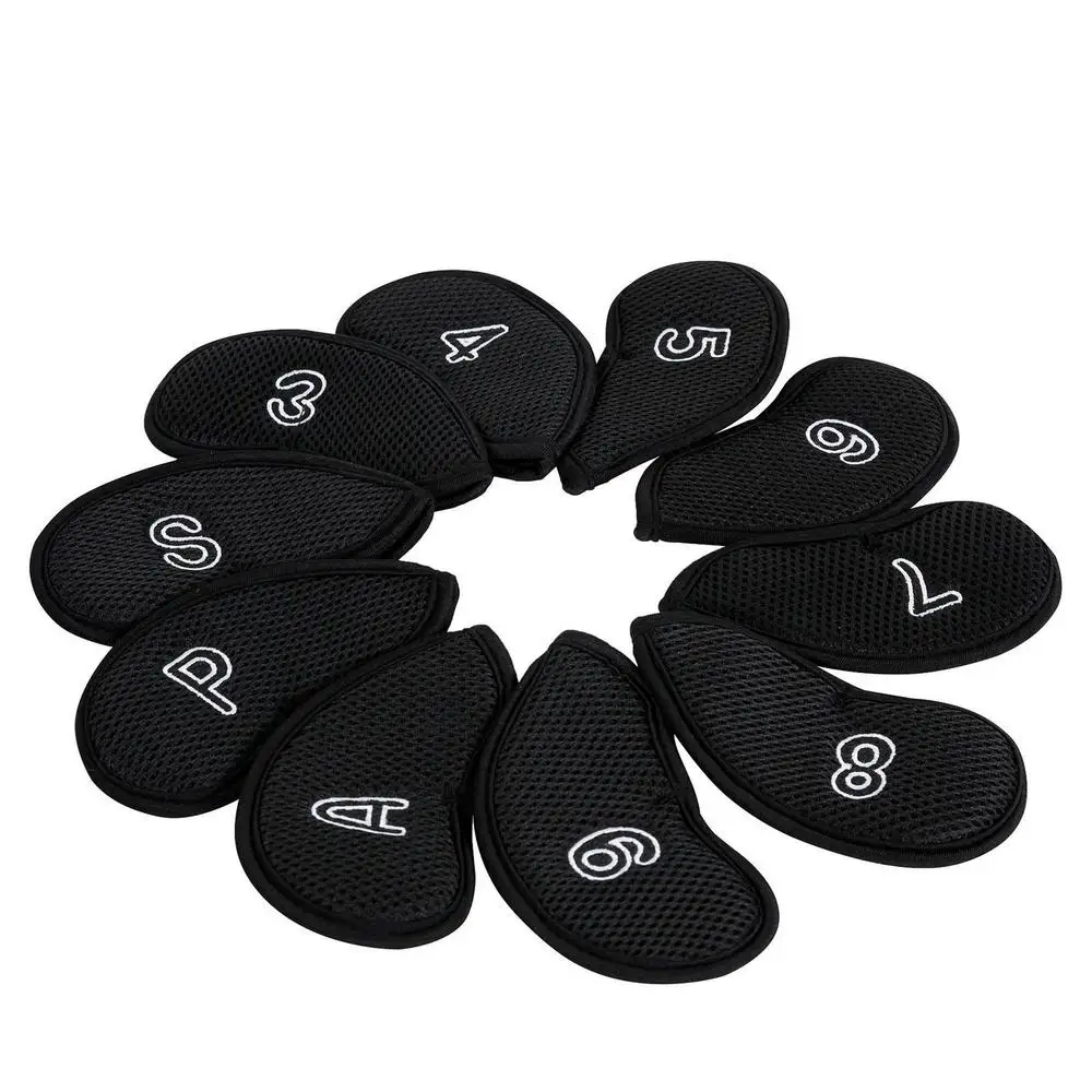 10pcs Golf Head Covers Golf Iron Headcover 3 4 5 6 7 8 9 S A P Golf Putter Club Headcovers Protector Golf Accessories Supplies