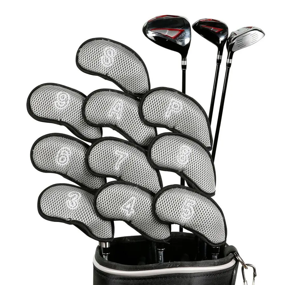 10pcs Golf Head Covers Golf Iron Headcover 3 4 5 6 7 8 9 S A P Golf Putter Club Headcovers Protector Golf Accessories Supplies