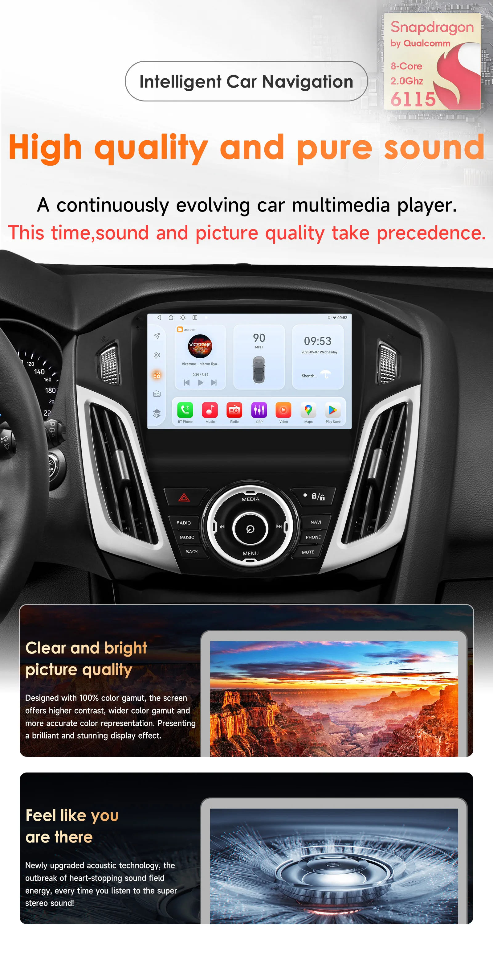 2din 360 Camera Android Car radio for Ford Focus 3 MK 3 2011 - 2017 Multimedia Video player GPS navigation Stereo 6115 Autoradio