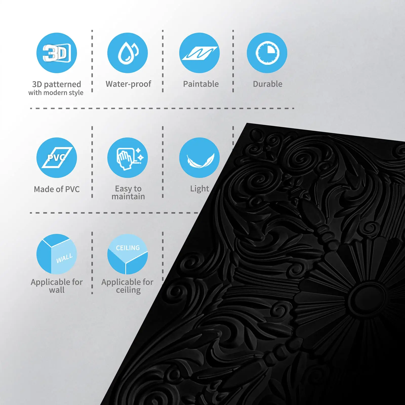 Art3d Drop Ceiling Tiles 24x24 in White (12-Pack, 48 Sq.ft), Wainscoting Panels Glue Up 2x2