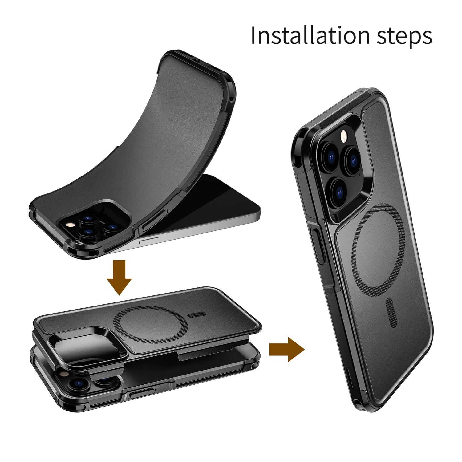 Magnetic Case for iPhone 14 13 Pro Max Case MIL-Grade Drop Tested & Compatible with MagSafe Back Anti-Fingerprint Anti-Scratch