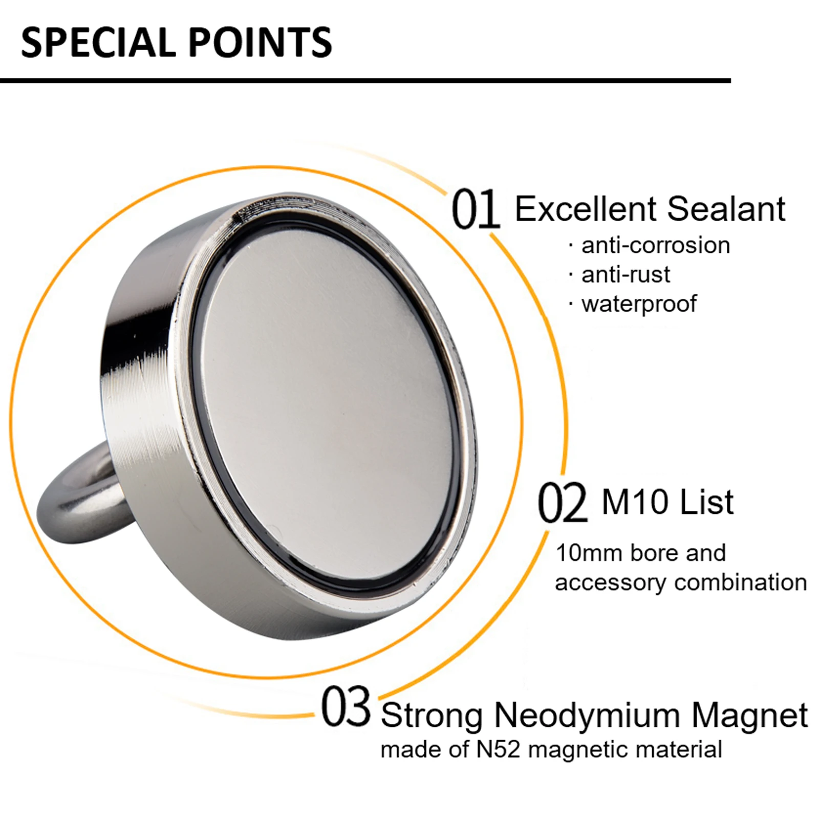 400lb Single side Magnets Fishing Grapping Hook Magnetic Recovery Salvage Strong Retrieval Magnet N52 Neodymium Magnets