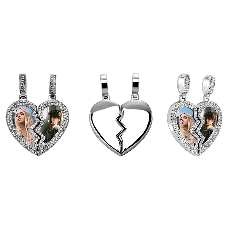 JINAO Custom Heart Shaped Photo Picture Frame Pendant For Necklace Jewelry Couple Valentine's Day Gift Romantic