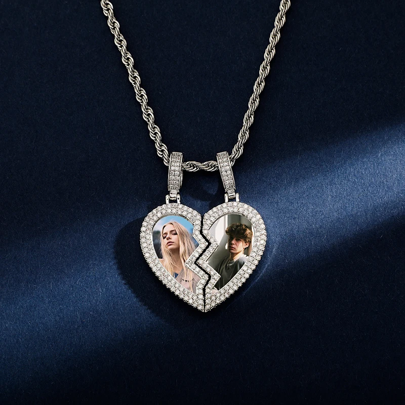 JINAO Custom Heart Shaped Photo Picture Frame Pendant For Necklace Jewelry Couple Valentine's Day Gift Romantic
