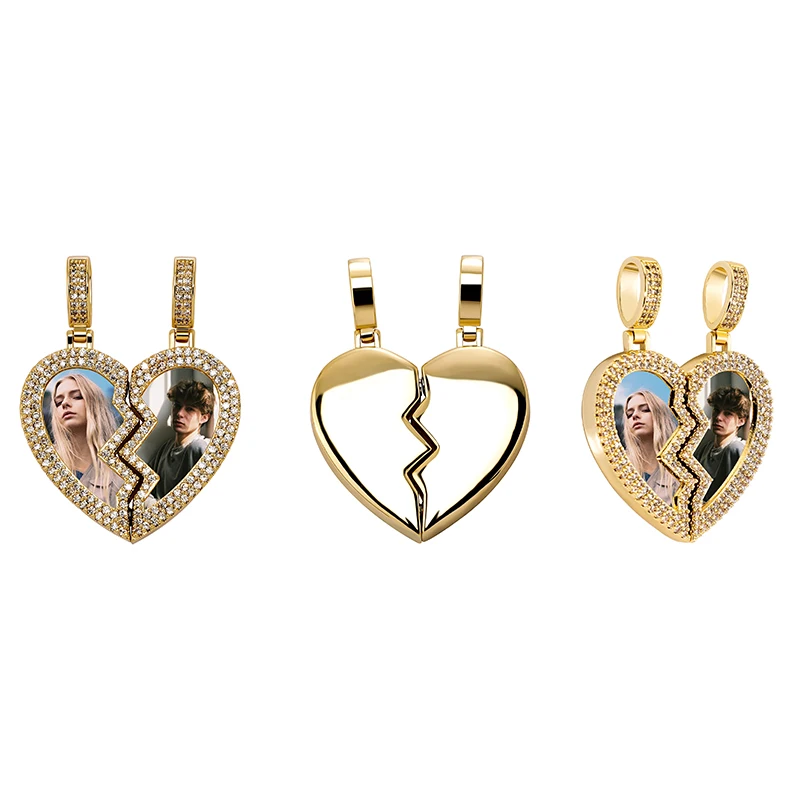 JINAO Custom Heart Shaped Photo Picture Frame Pendant For Necklace Jewelry Couple Valentine's Day Gift Romantic