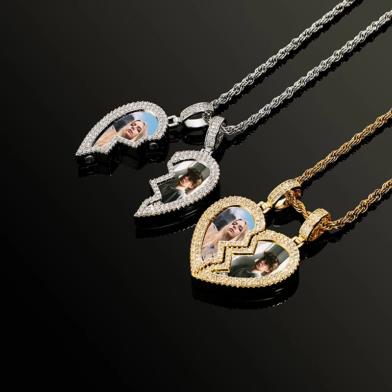 JINAO Custom Heart Shaped Photo Picture Frame Pendant For Necklace Jewelry Couple Valentine's Day Gift Romantic