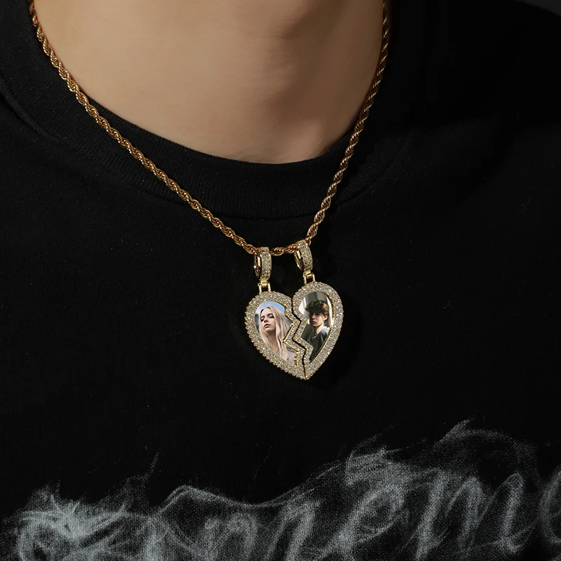 JINAO Custom Heart Shaped Photo Picture Frame Pendant For Necklace Jewelry Couple Valentine's Day Gift Romantic