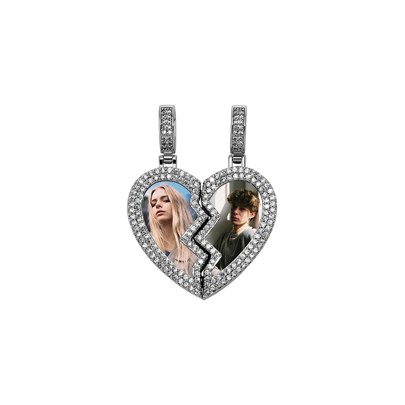 JINAO Custom Heart Shaped Photo Picture Frame Pendant For Necklace Jewelry Couple Valentine's Day Gift Romantic