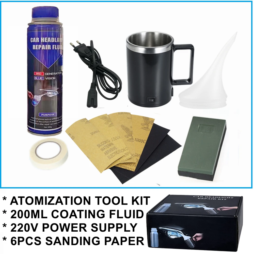 Headlight Polisher Steam Cleaner Polishing Kit Chemical Polish Headlight Polish Liquid Polymer Mug For Polishing The Headlights
