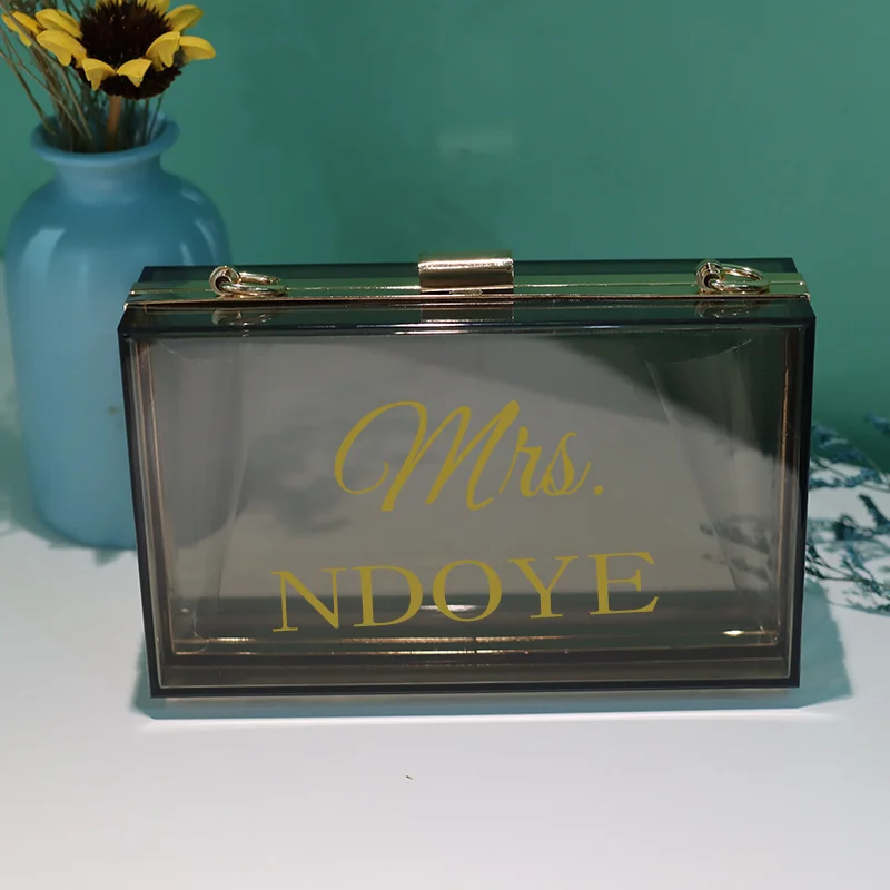 Personalized Clutch Bag Chain Diagonal Bag Acrylic Fashion Temperament White Custom Name Temperament Summer Wedding Party