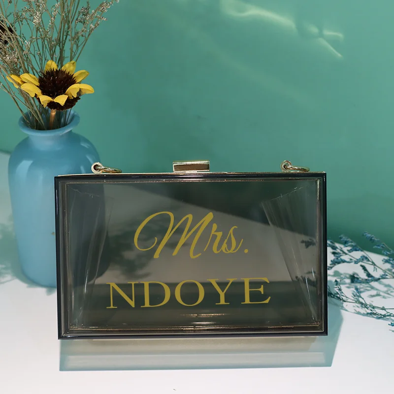 Personalized Clutch Bag Chain Diagonal Bag Acrylic Fashion Temperament White Custom Name Temperament Summer Wedding Party