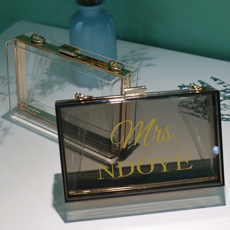 Personalized Clutch Bag Chain Diagonal Bag Acrylic Fashion Temperament White Custom Name Temperament Summer Wedding Party
