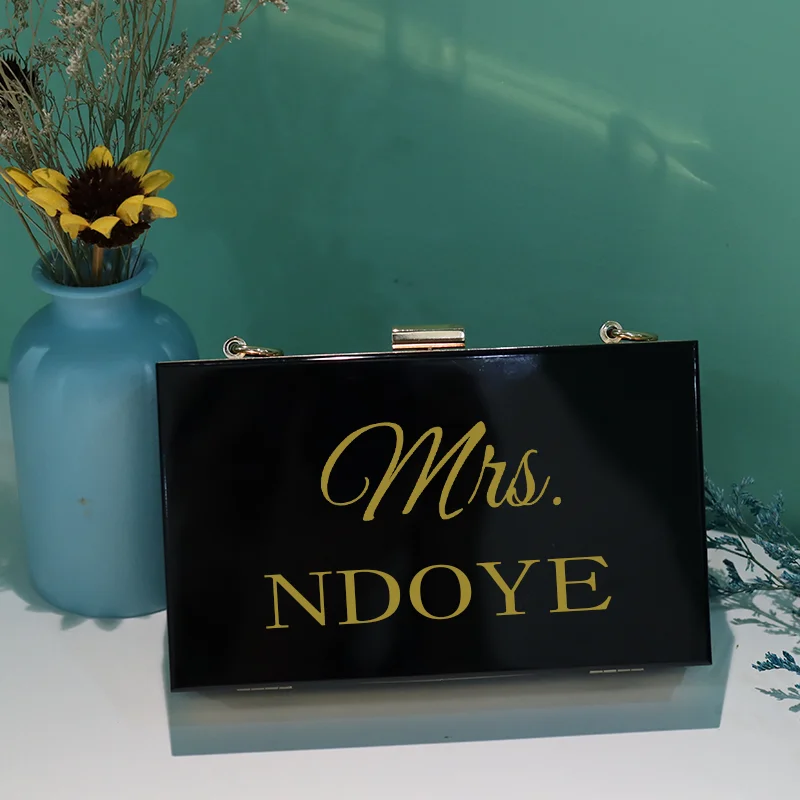 Personalized Clutch Bag Chain Diagonal Bag Acrylic Fashion Temperament White Custom Name Temperament Summer Wedding Party