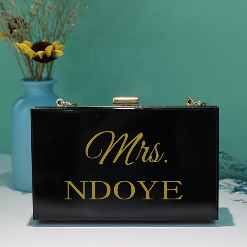 Personalized Clutch Bag Chain Diagonal Bag Acrylic Fashion Temperament White Custom Name Temperament Summer Wedding Party