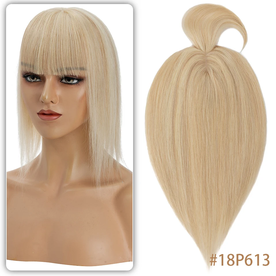 TESS Women Topper 10x12cm Hair Clips Hair Topper Natural Hair Wigs 100% Human Hair Silk Base Clip In Hair Extension Blonde Women