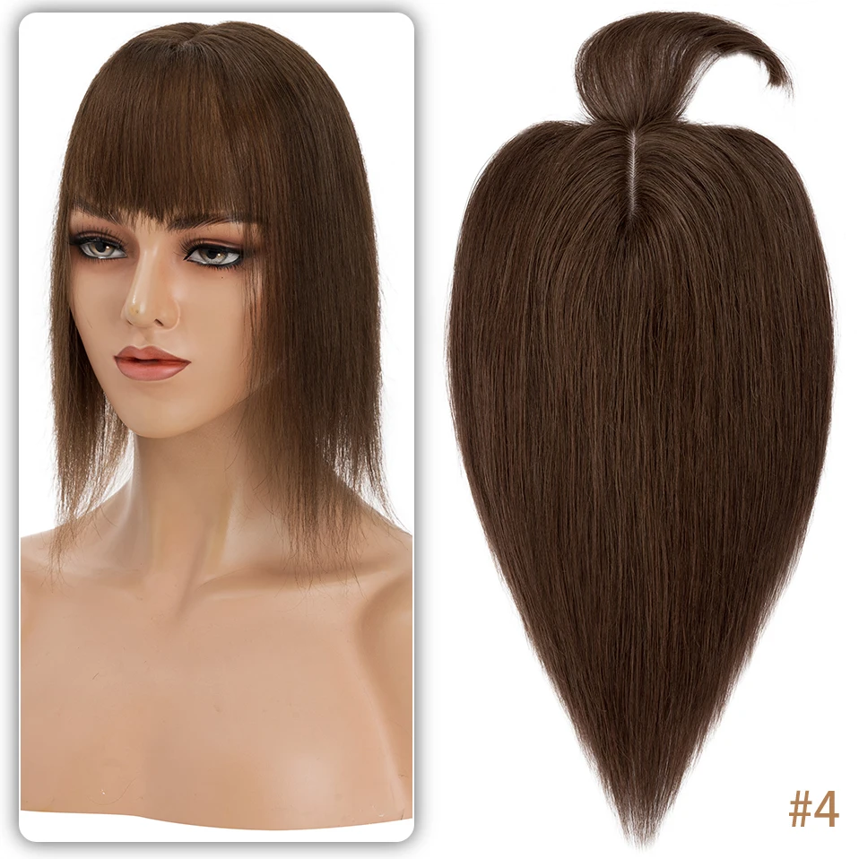 TESS Women Topper 10x12cm Hair Clips Hair Topper Natural Hair Wigs 100% Human Hair Silk Base Clip In Hair Extension Blonde Women