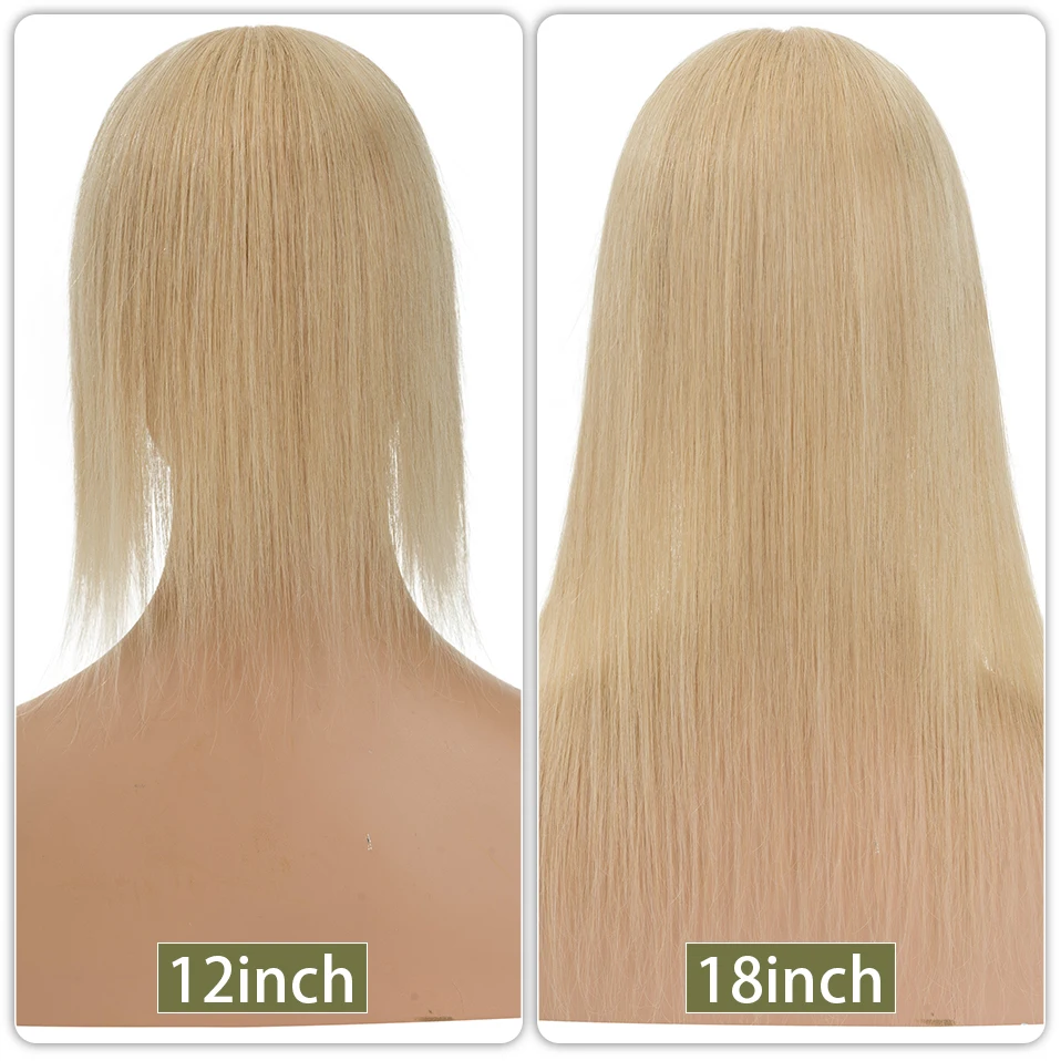 TESS Women Topper 10x12cm Hair Clips Hair Topper Natural Hair Wigs 100% Human Hair Silk Base Clip In Hair Extension Blonde Women