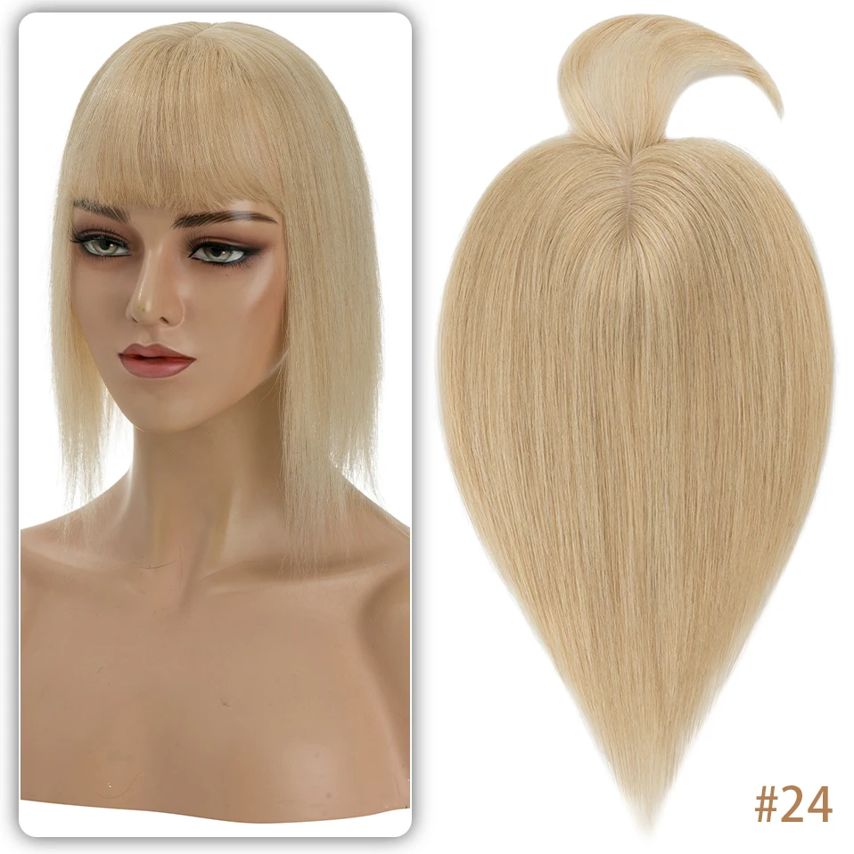 TESS Women Topper 10x12cm Hair Clips Hair Topper Natural Hair Wigs 100% Human Hair Silk Base Clip In Hair Extension Blonde Women