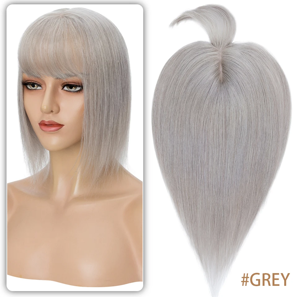 TESS Women Topper 10x12cm Hair Clips Hair Topper Natural Hair Wigs 100% Human Hair Silk Base Clip In Hair Extension Blonde Women