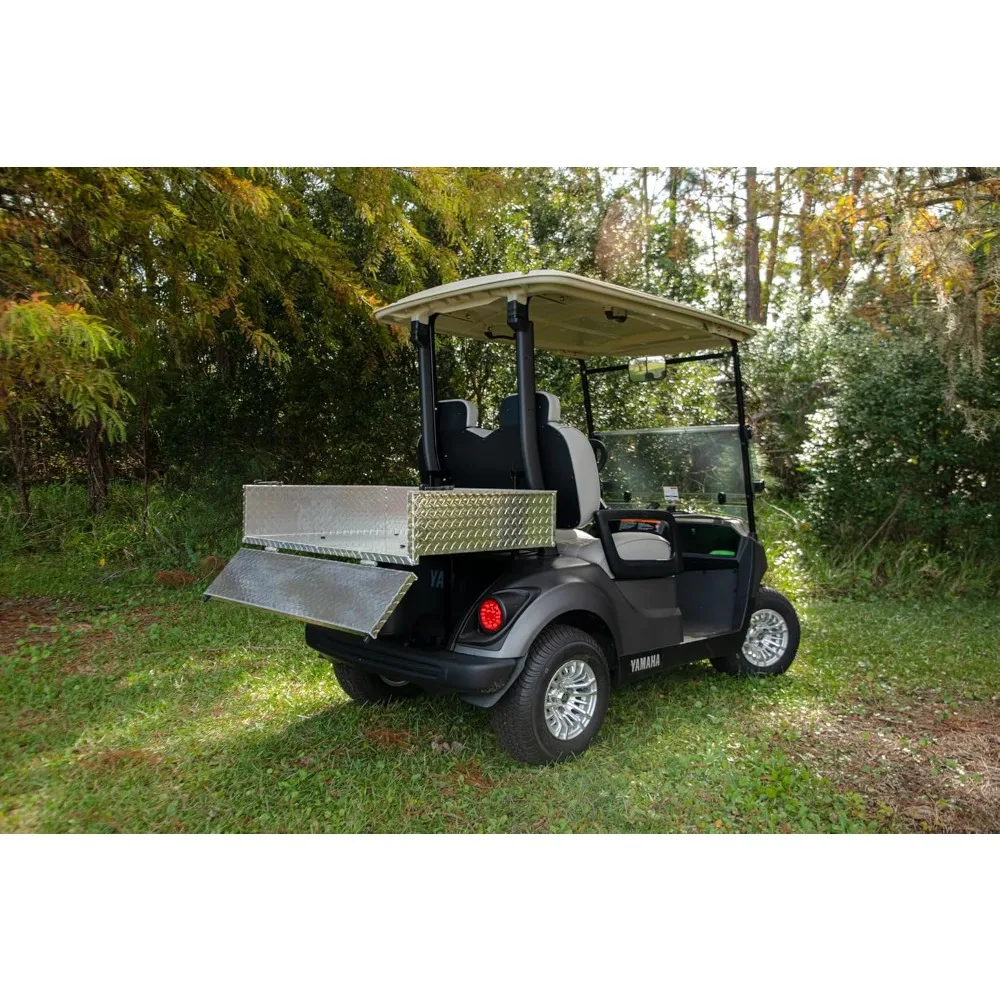 Golf Cart Cargo Box | Universal Fit | Compatible with Club Car, EZGO, Yamaha and Other Makes & Models | Aluminum Diamond Plate
