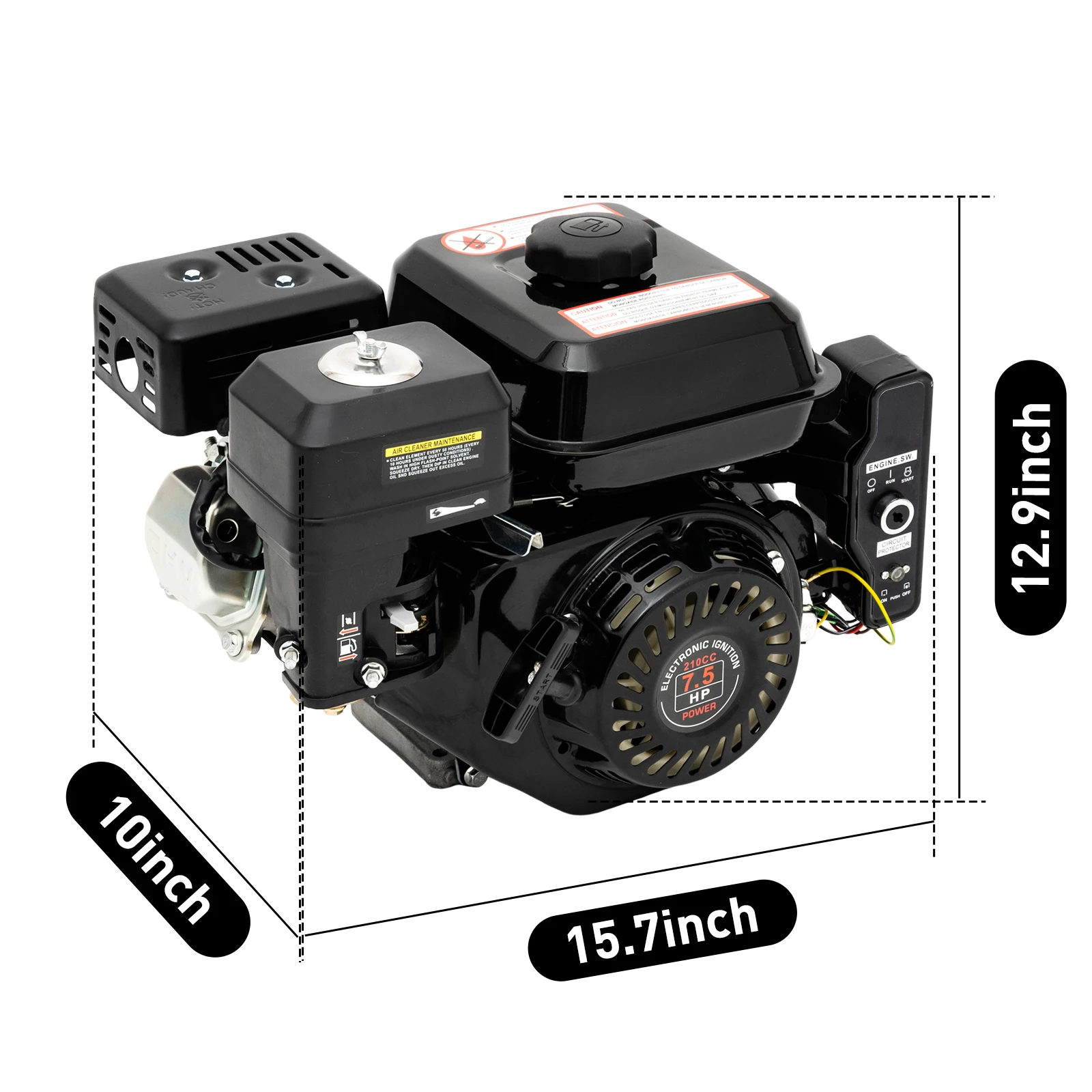 4-Stroke Engine 210CC 7.5Hp for Go Karts Compressors Trenchers Generators High-Pressure Washers Cement Mixers