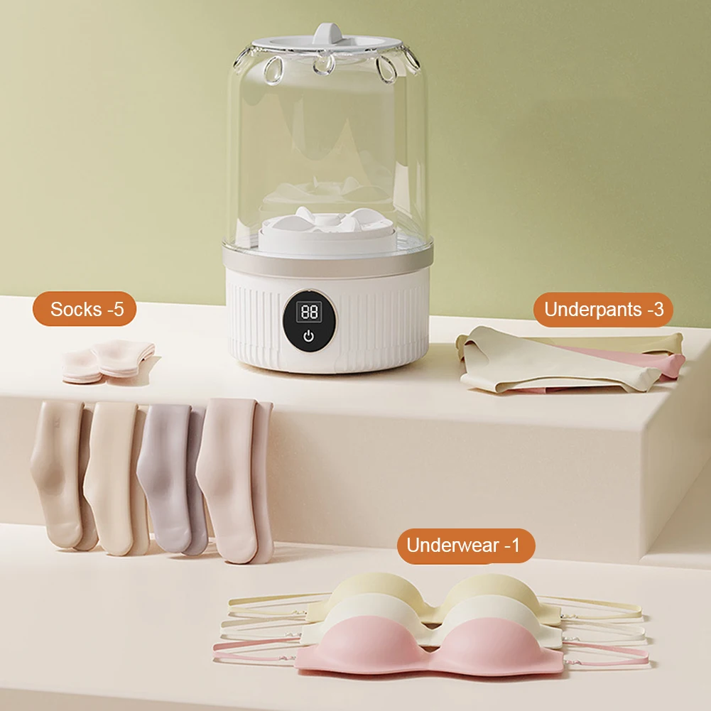 Cordless Small Washing Machine with Laundry Cup Automatic Laundry Cup Rechargeable Mini Special Washer for Baby Clothes