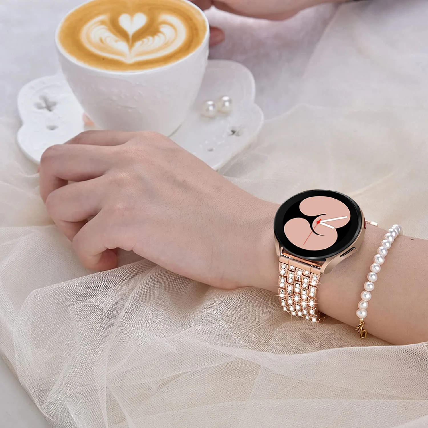 20mm 22mm Band for Samsung Galaxy Watch 4/Classic/46mm/42mm/active 2 Gear s3 Metal Diamond bracelet Galaxy watch 5 5 pro strap