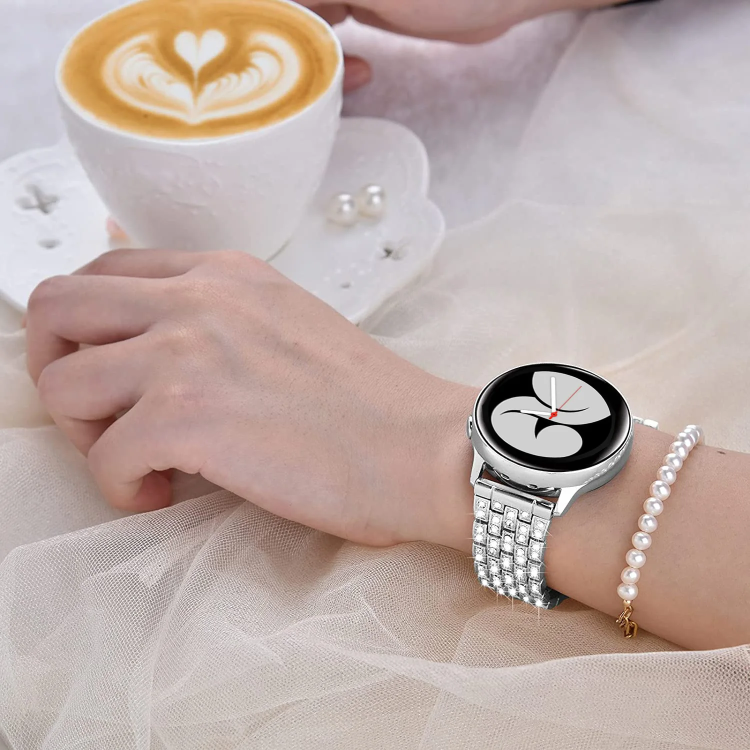20mm 22mm Band for Samsung Galaxy Watch 4/Classic/46mm/42mm/active 2 Gear s3 Metal Diamond bracelet Galaxy watch 5 5 pro strap