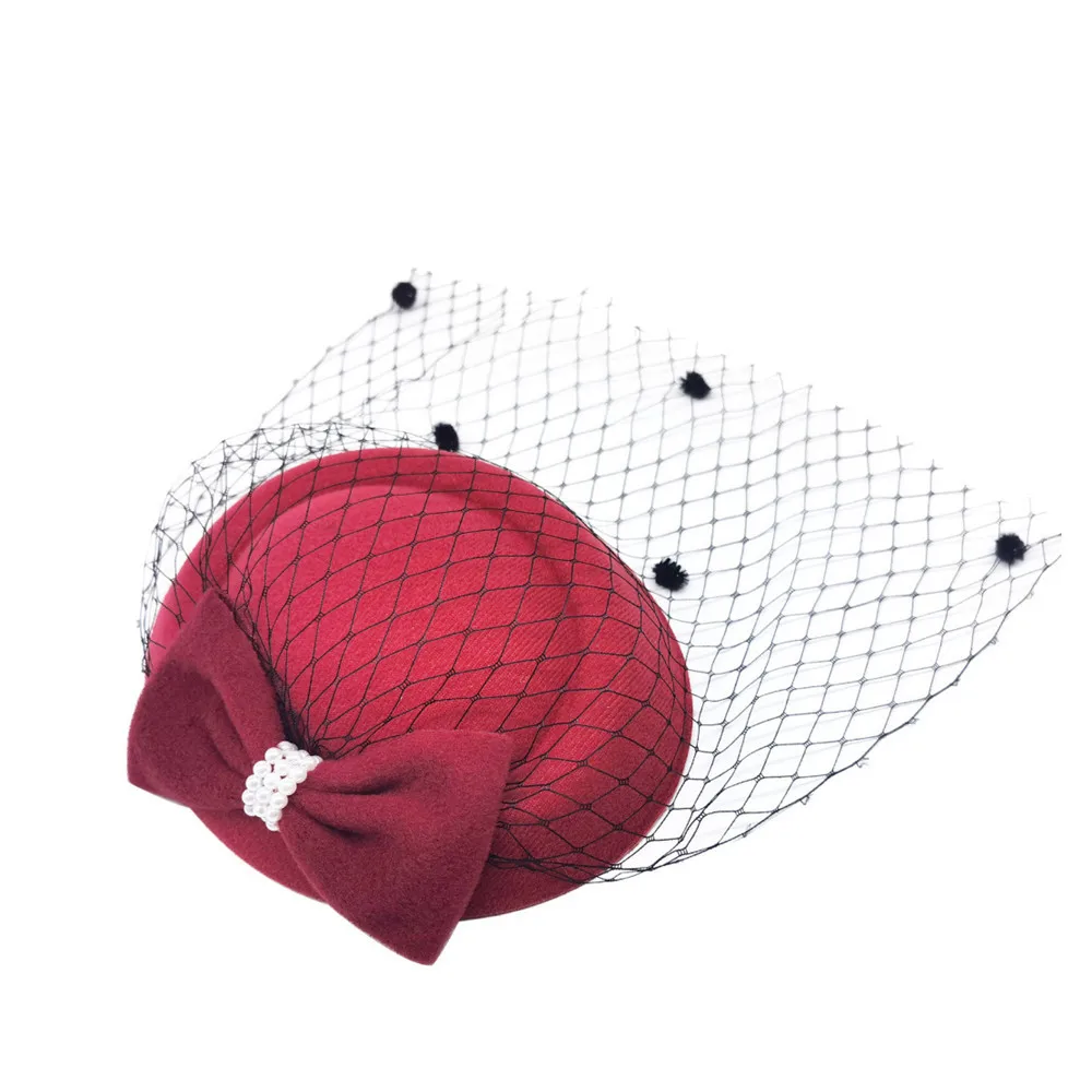 Bride Hat Hair Accessories Retro Short Hair Feather Flower Veil Cheongsam Show Banquet Headwear Accessories Cap Yarn Decor