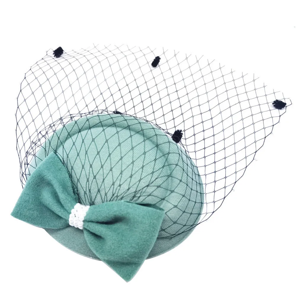 Bride Hat Hair Accessories Retro Short Hair Feather Flower Veil Cheongsam Show Banquet Headwear Accessories Cap Yarn Decor