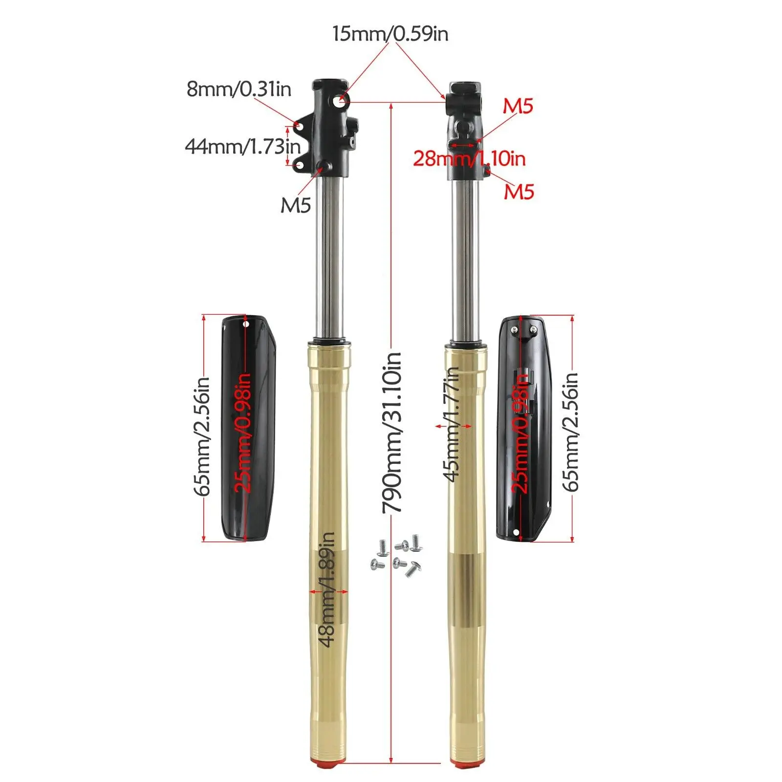 TDPRO Motorcycle Front Forks Tube Shock Suspension Stainless Steel Kit for Dirt Bike SSR Apollo 125cc 150cc 200cc 250