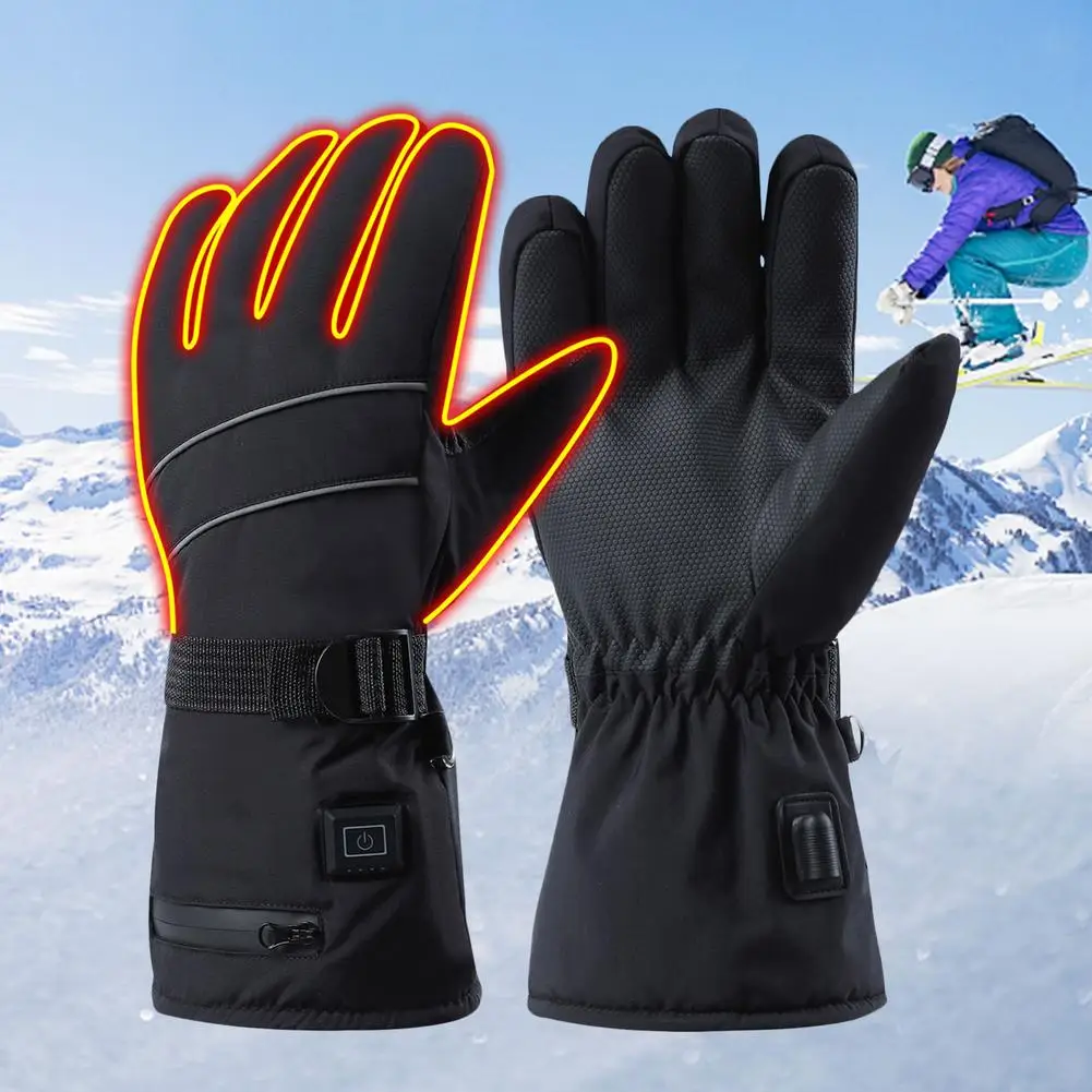 Winter Electric Heated Gloves Motorcycle Gloves Waterproof Heated Moto Touch Screen Battery Powered Cycling Gloves For Winter