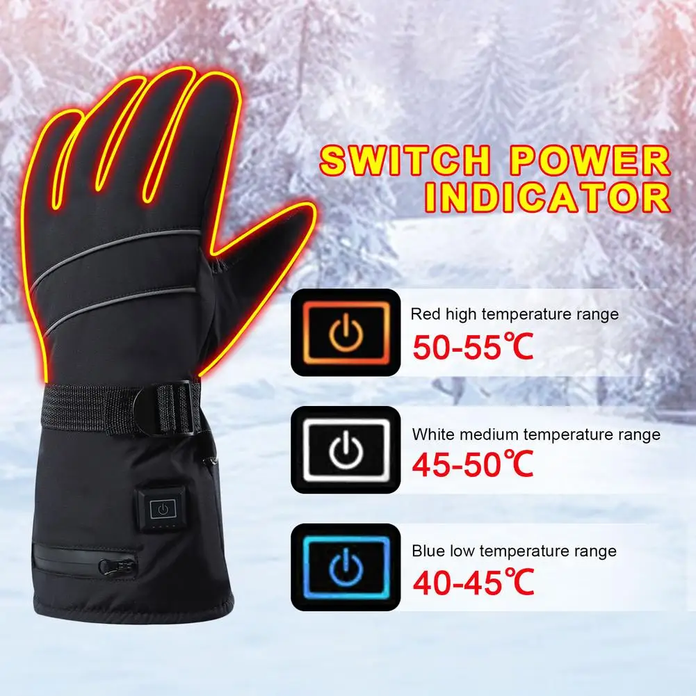 Winter Electric Heated Gloves Motorcycle Gloves Waterproof Heated Moto Touch Screen Battery Powered Cycling Gloves For Winter