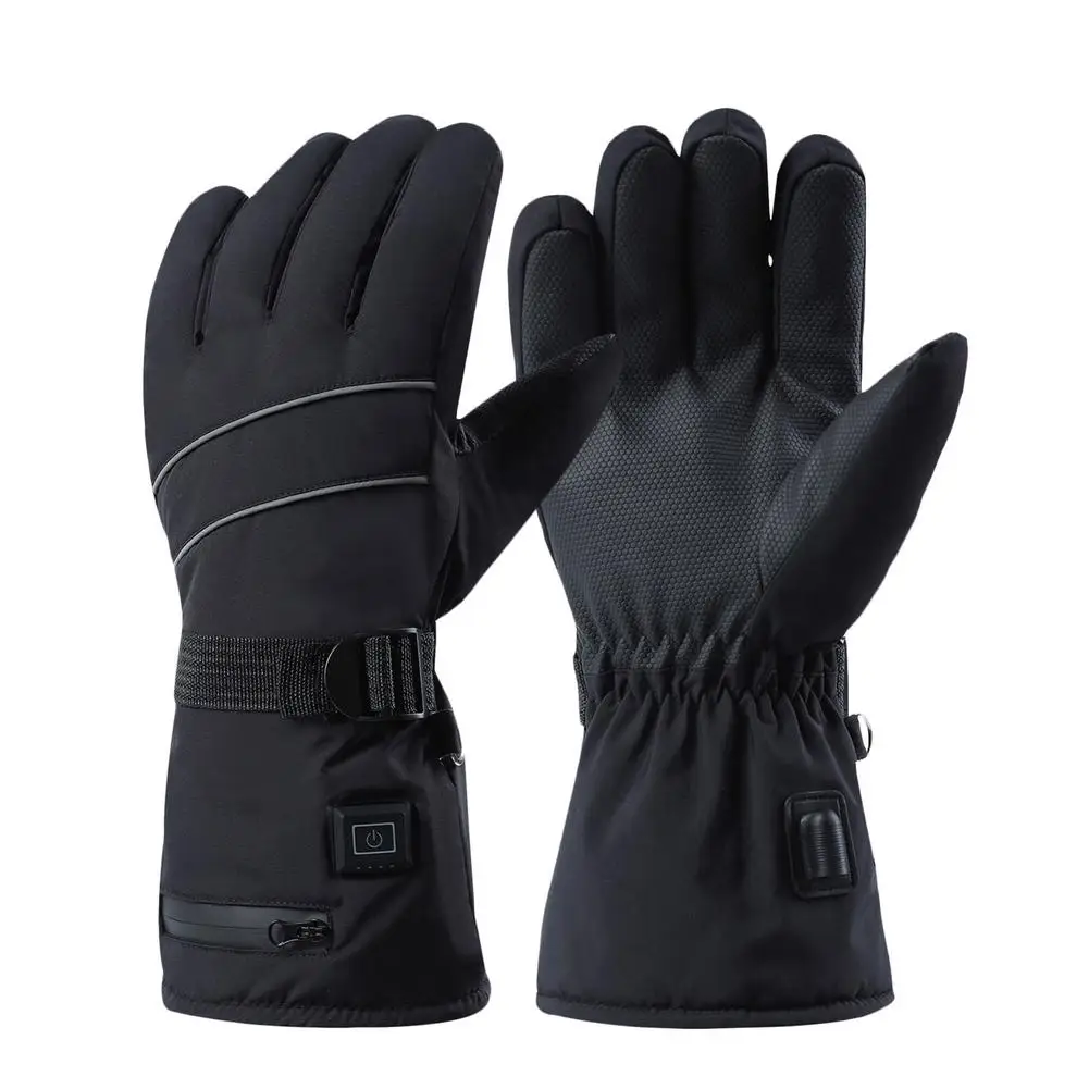 Winter Electric Heated Gloves Motorcycle Gloves Waterproof Heated Moto Touch Screen Battery Powered Cycling Gloves For Winter