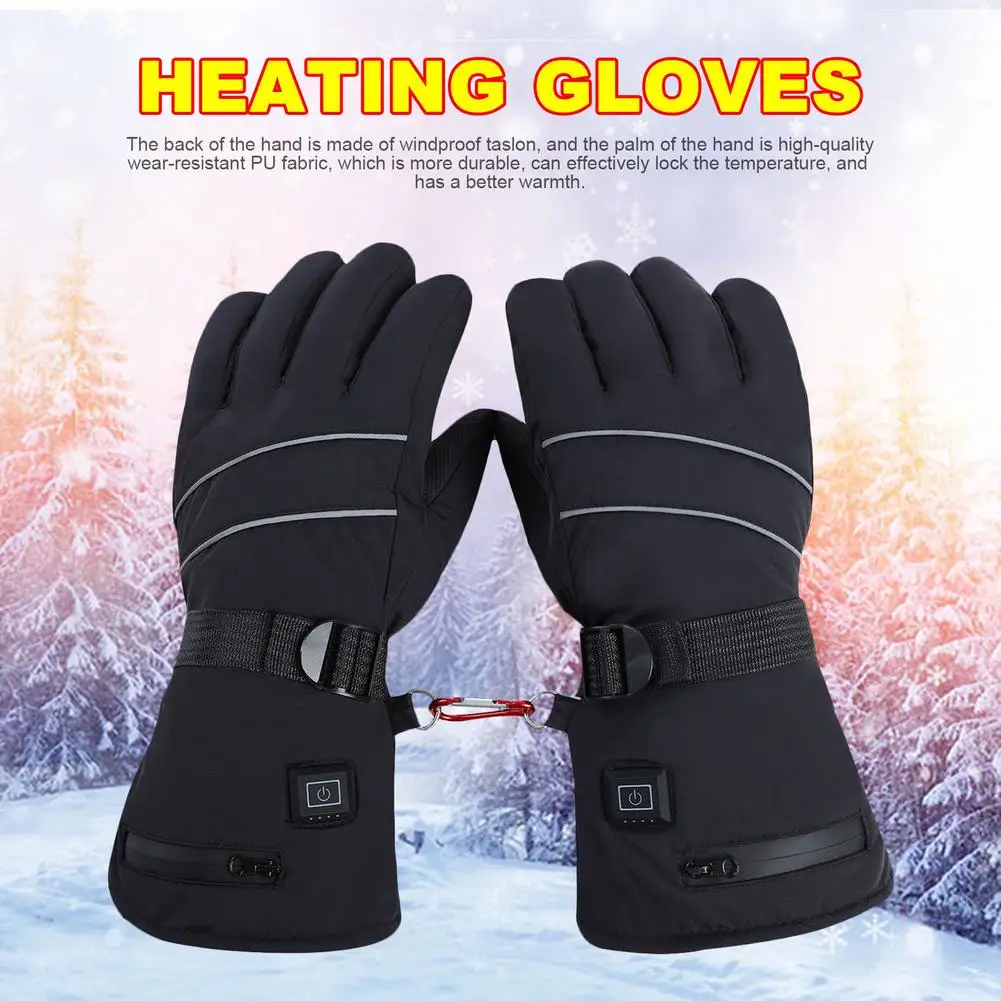 Winter Electric Heated Gloves Motorcycle Gloves Waterproof Heated Moto Touch Screen Battery Powered Cycling Gloves For Winter
