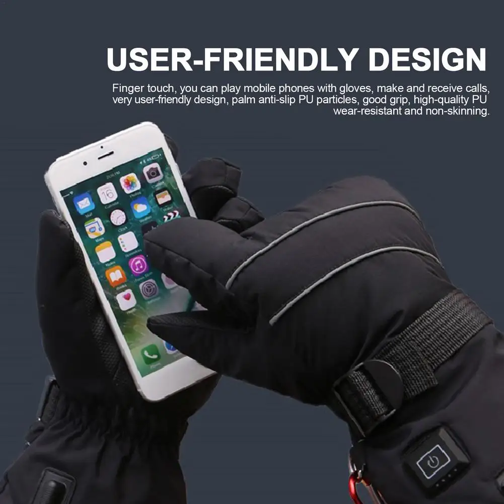 Winter Electric Heated Gloves Motorcycle Gloves Waterproof Heated Moto Touch Screen Battery Powered Cycling Gloves For Winter