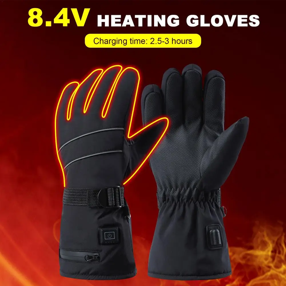 Winter Electric Heated Gloves Motorcycle Gloves Waterproof Heated Moto Touch Screen Battery Powered Cycling Gloves For Winter