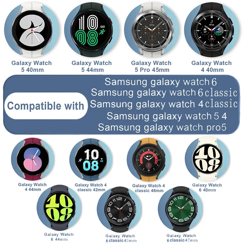 20mm Band for Samsung Galaxy Watch 4/5/6/pro/classic 44mm 40mm 47mm 45mm No Gaps silicone bracelet correa Galaxy watch 6 strap