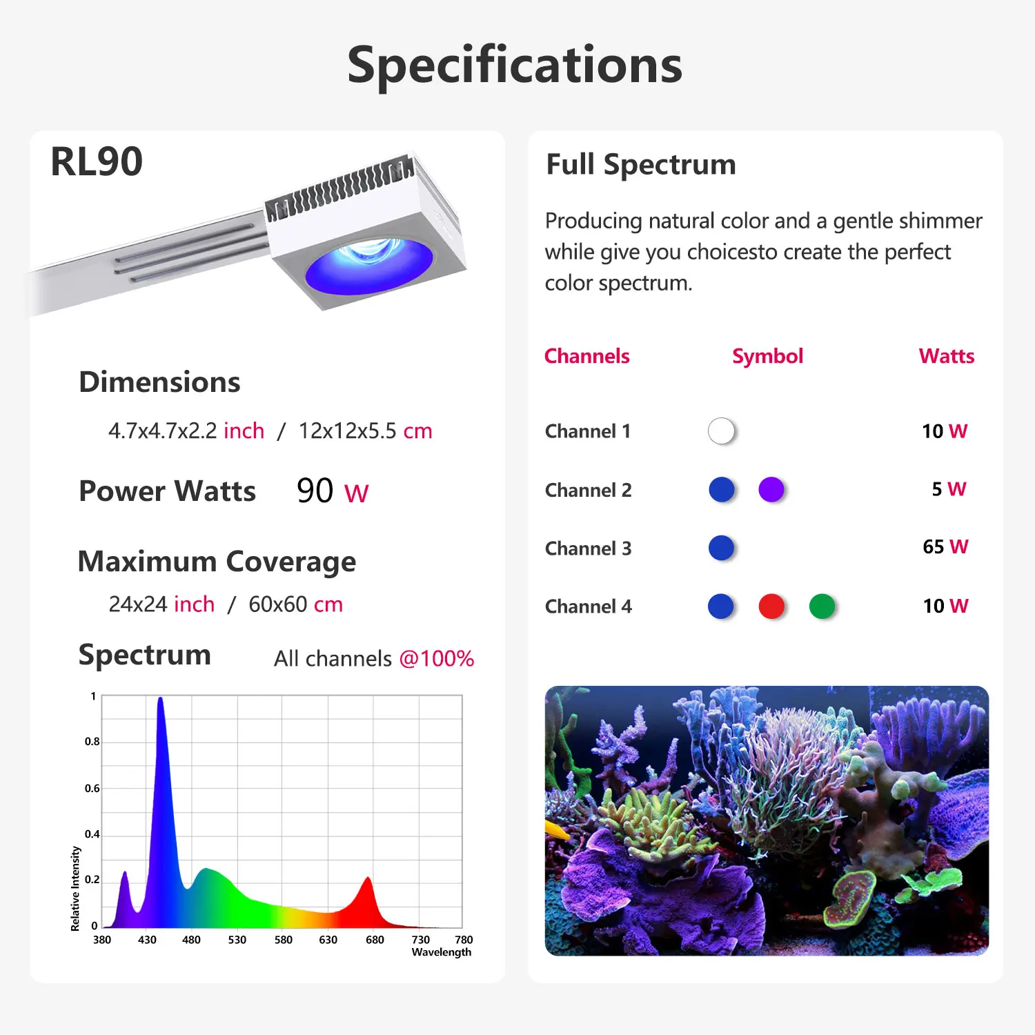PopBloom WiFi Aquarium LED Light, Marine Aquarium Light,Full Spectrum for Saltwater Reef Coral SPS/LPS Fish Aquarium Tank