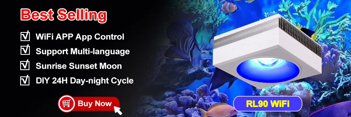 PopBloom WiFi Aquarium LED Light, Marine Aquarium Light,Full Spectrum for Saltwater Reef Coral SPS/LPS Fish Aquarium Tank