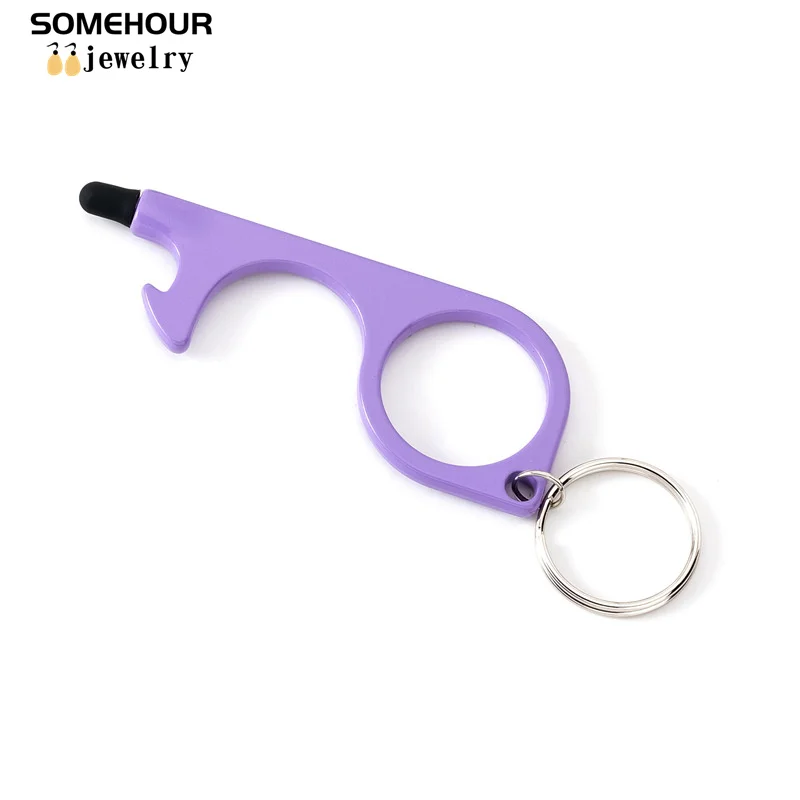 SOMEHOUR Multi-function EDC Door Keychain Touchless Screen Press Elevator Button Handle Bottle Opener Keyholder Accessories Gift
