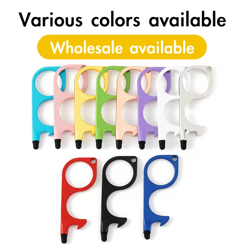 SOMEHOUR Multi-function EDC Door Keychain Touchless Screen Press Elevator Button Handle Bottle Opener Keyholder Accessories Gift