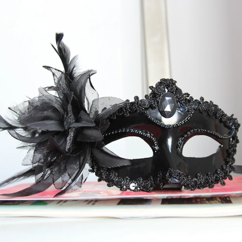Dance Party Diamond Venetian Mask Feather Flower Wedding Carnival Performance Costume Sexy Lady Mask Masquerade Christmas