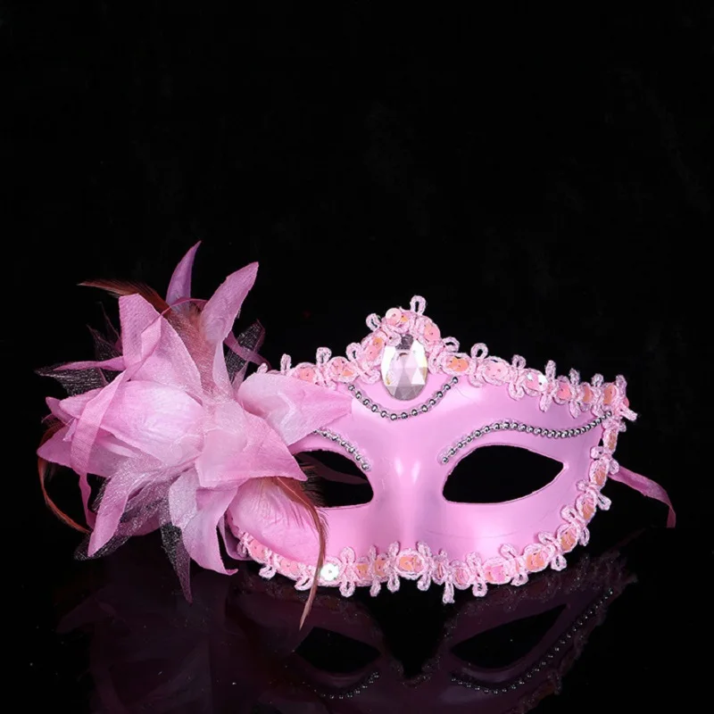 Dance Party Diamond Venetian Mask Feather Flower Wedding Carnival Performance Costume Sexy Lady Mask Masquerade Christmas