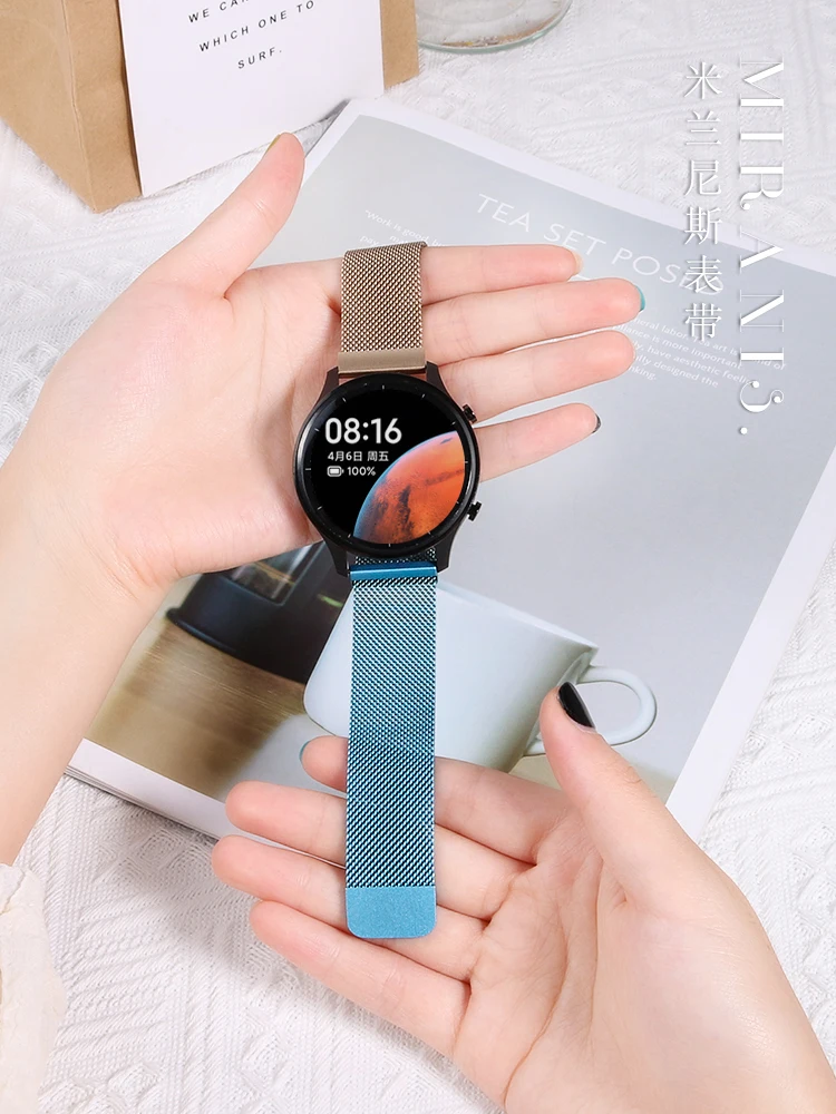 20mm 22mm Milanese band For Amazfit GTR/GTS-4-3-2-2e-Mini-Pro/stratos 2 Metal Magnetic Loop Bracelet Amazfit bip-U-S-3-Pro strap
