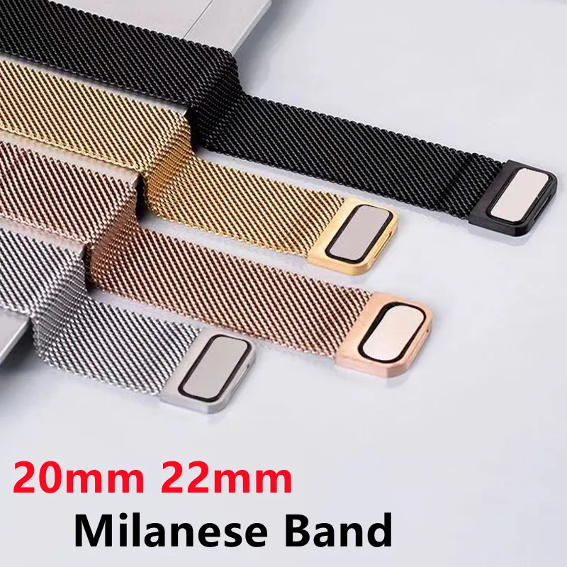 20mm 22mm Milanese band For Amazfit GTR/GTS-4-3-2-2e-Mini-Pro/stratos 2 Metal Magnetic Loop Bracelet Amazfit bip-U-S-3-Pro strap