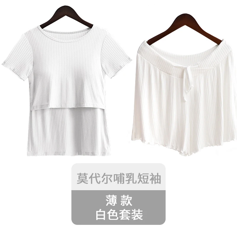 Pure Cotton Breastfeeding Clothes Short-Sleeved Summer Maternity Pajamas Suits Women's Postpartum Homewear Ropa de Maternidad