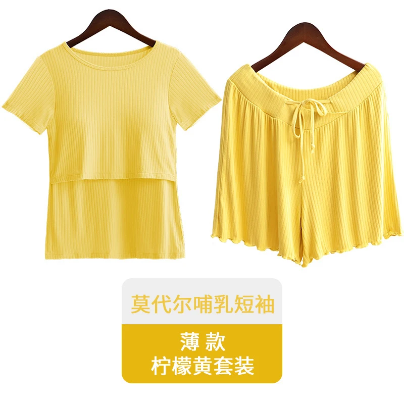 Pure Cotton Breastfeeding Clothes Short-Sleeved Summer Maternity Pajamas Suits Women's Postpartum Homewear Ropa de Maternidad